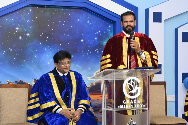 On Saturday, March 16th, 20 students from Grace Ministry Theological Bible College, Bangalore, which is associated with United Theological Research University, were awarded Certificates of B.Th by Bro Andrew Richard. 